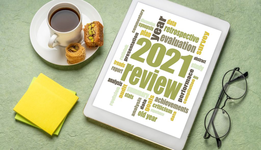 2021 reviews words on a tablet device