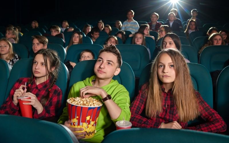 Movie theater full of kids