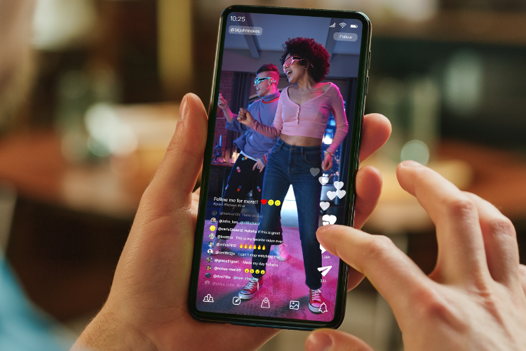 a smartphone displaying a social media videa