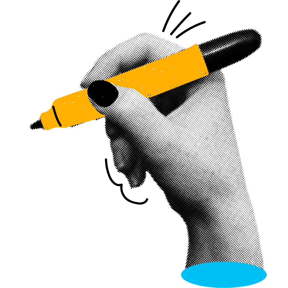 hand with pen graphic