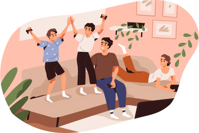 illustration of a family enjoying a game