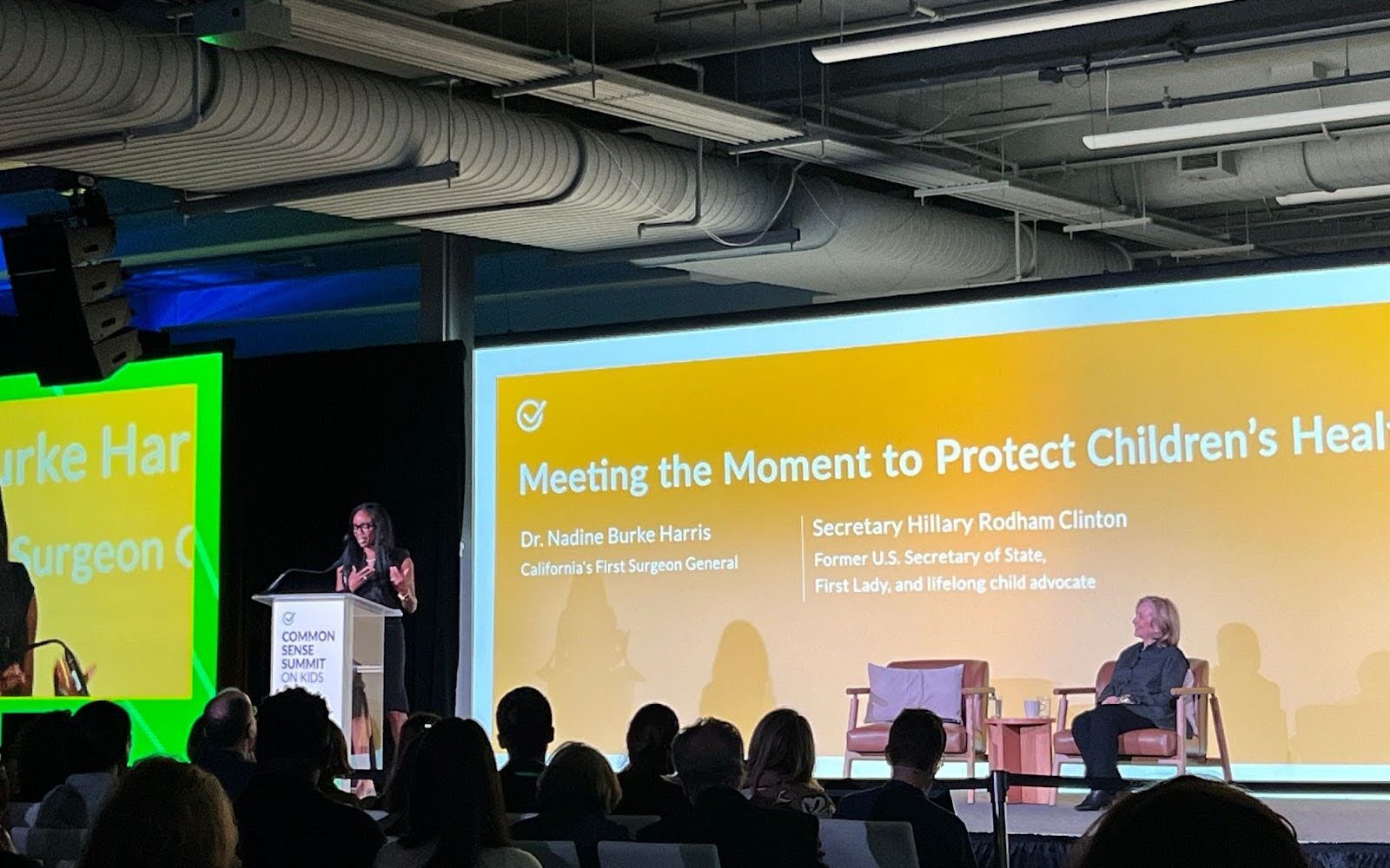 Secretary Clinton on stage