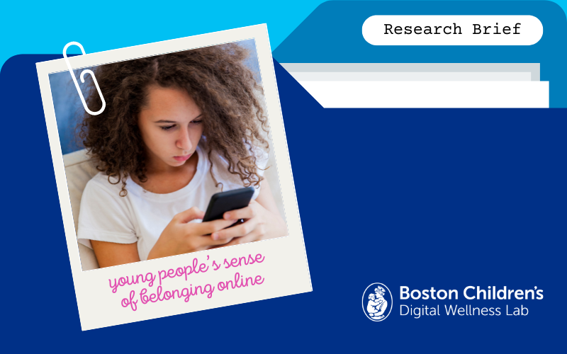 Young People’s Sense of Belonging Online